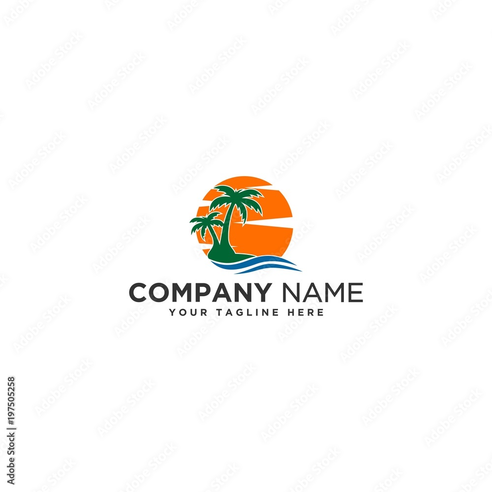 beach travel logo vector