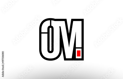 red and black alphabet letter om o m logo combination icon design