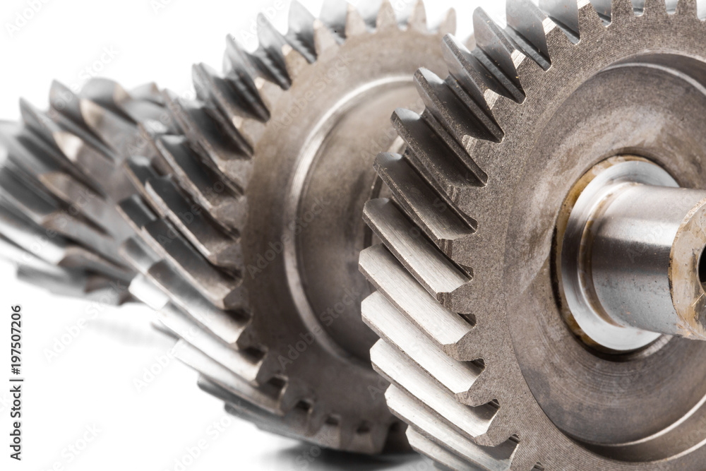 Transmission gears , isolated on a white background Transmission gears , isolated on a white background