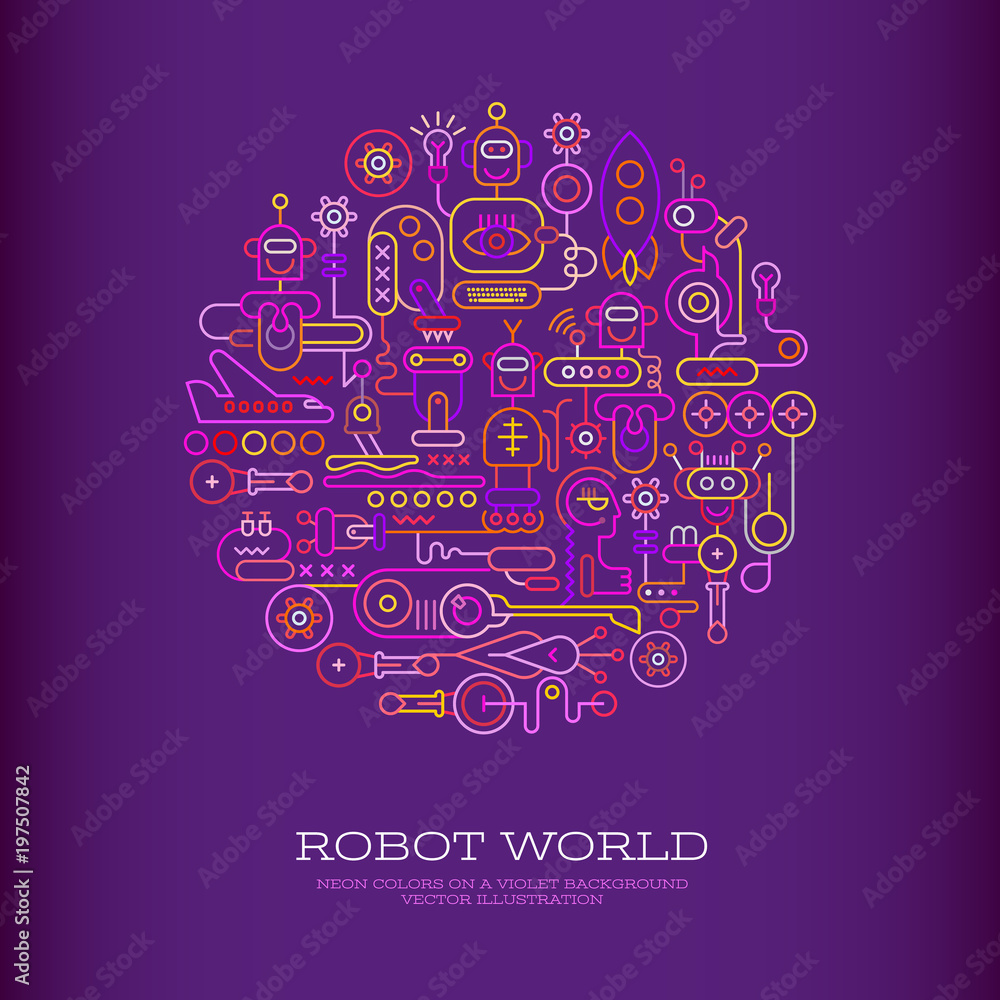 Robot World vector illustration