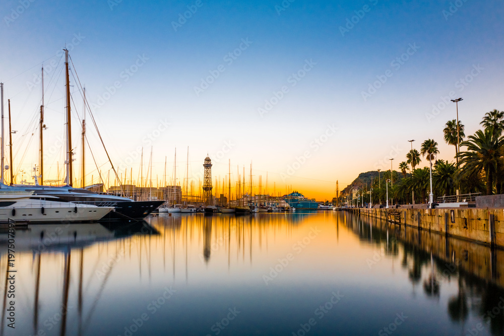 Barcelona Harbor on a summer morning