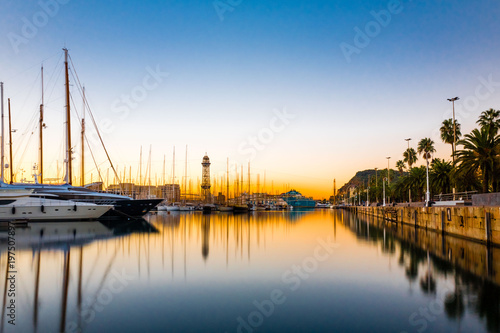 Barcelona Harbor on a summer morning