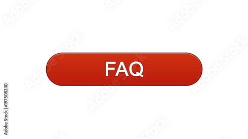 FAQ web interface button wine red color, customer assistance, online support