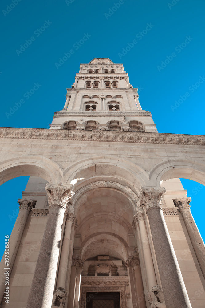 Exterior facade of  public landmark Diocletian's Palace, Split, Croatia.
