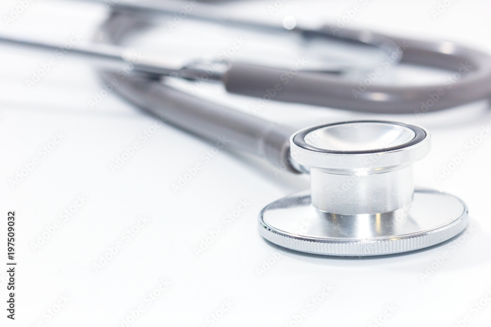 close up of stethoscope on white background close up of stethoscope on white background