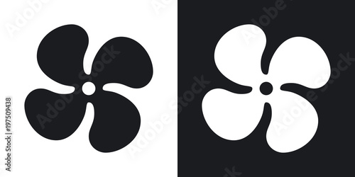 Vector fan icon. Two-tone version on black and white background