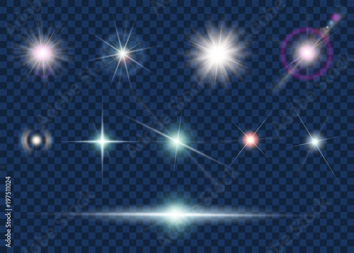 Set of light effect and star