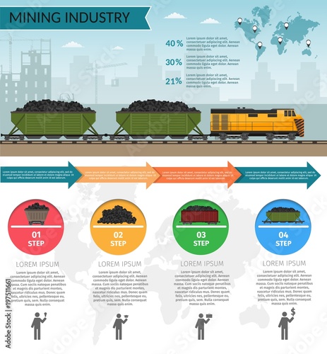 Mining industry infographic elements coal extraction.