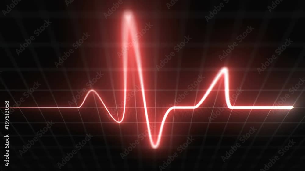 Stylized EKG Fast, Red. Heart rate monitor / electrocardiogram (EKG or