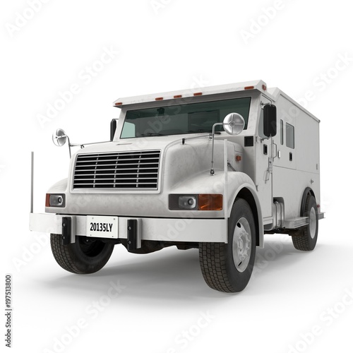 Armored Cash Transport on white. 3D illustration