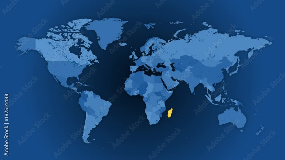 Political world map animated loop. A random selection of 100 countries and territories, highlighted in yellow on a blue background. 3 countries/territories per second. In 4K and HD & smaller sizes. Political world map animated loop. A random selection of 100 countries and territories, highlighted in yellow on a blue background. 3 countries/territories per second. In 4K and HD & smaller sizes.