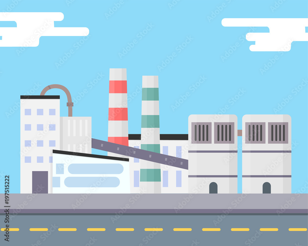 The industrial factory stands near the road The industrial factory stands near the road