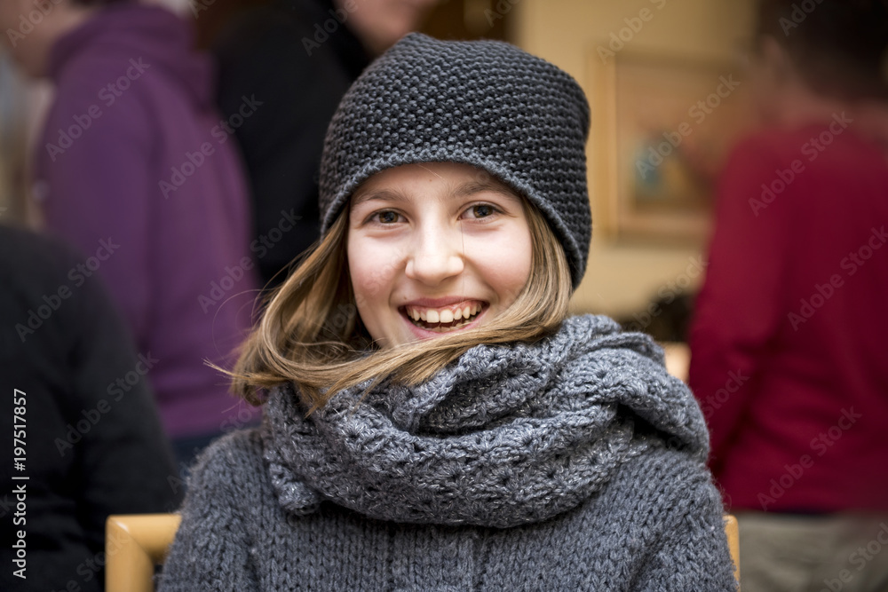 Portrait of a smiling little girl with woolen hat Portrait of a smiling little girl with woolen hat