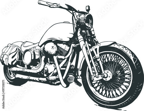 Vintage Custom Motorcicle Graphic Poster Illustration.