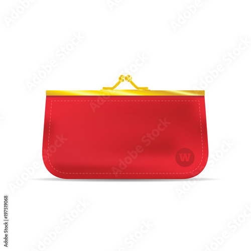 old wallet in red color with logo vector illustration