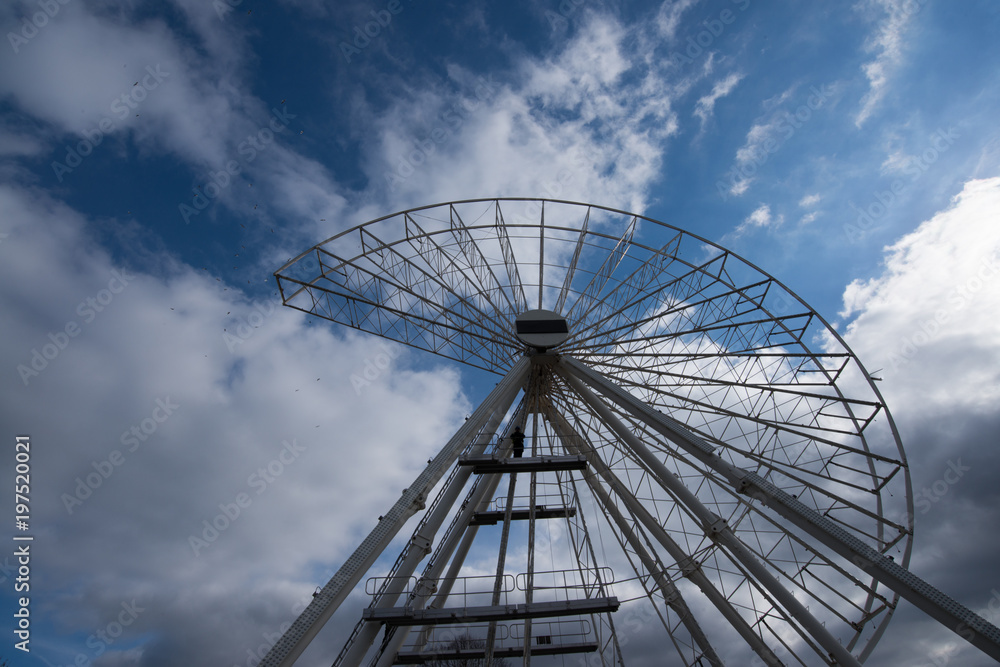 Stratford upon Avon England March 18th 2018 controversial big ferris wheel being assembled in recreation ground Stratford upon Avon England March 18th 2018 controversial big ferris wheel being assembled in recreation ground