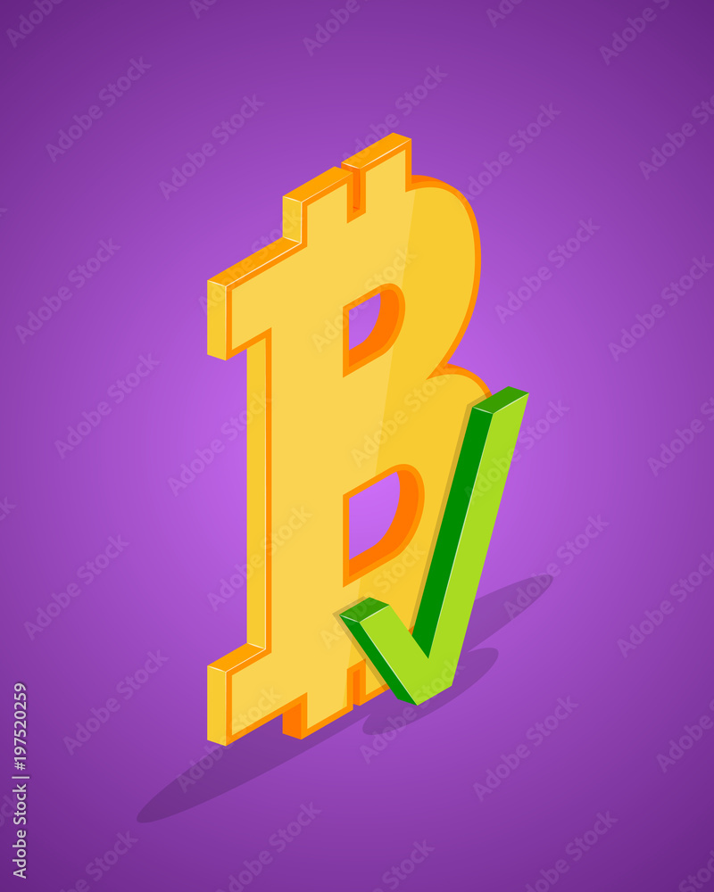 Isometric bitcoin icon Isometric bitcoin icon