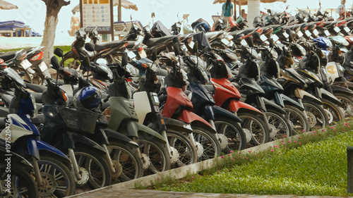 Motorcycle parking Nha Trang. Vietnam. 2016 year.
