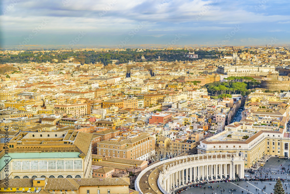 Rome Aerial View from Saint Peter Basilica Viewpoint
