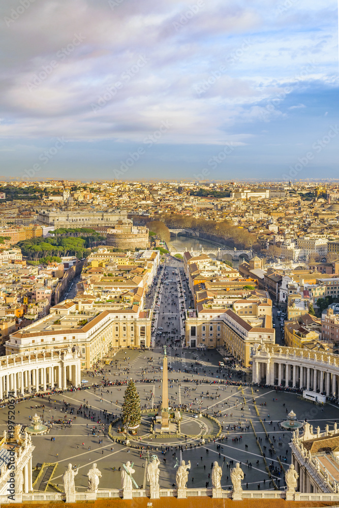 Fototapeta premium Rome Aerial View from Saint Peter Basilica Viewpoint