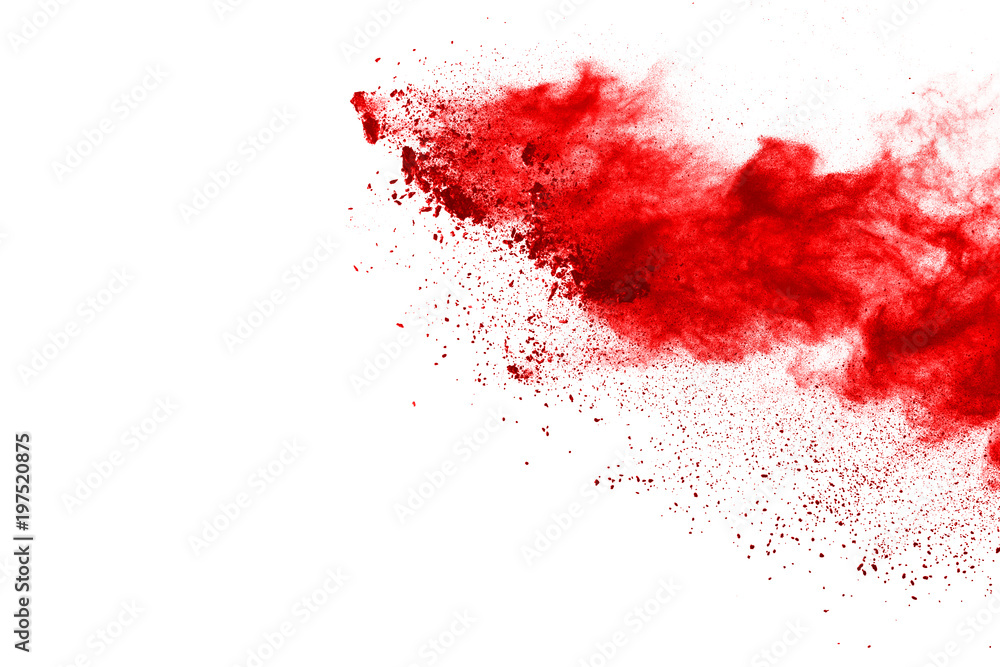 Red powder explosion on white background. Colored cloud. Colorful dust explode. Paint Holi. Red powder explosion on white background. Colored cloud. Colorful dust explode. Paint Holi.