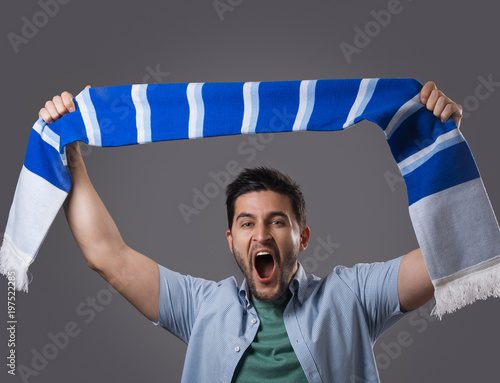Young bearded sports fan
