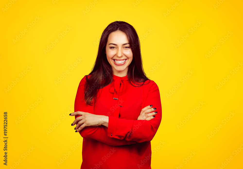 Beautiful happy girl on bright background Beautiful happy girl on bright background