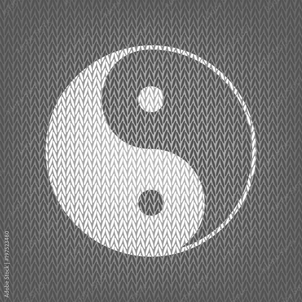 Ying yang symbol of harmony and balance. Vector. White knitted i Ying yang symbol of harmony and balance. Vector. White knitted i