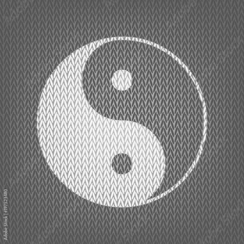 Ying yang symbol of harmony and balance. Vector. White knitted i