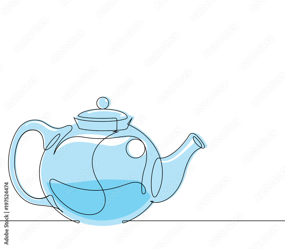 Tea Pot Continuous Line Vector