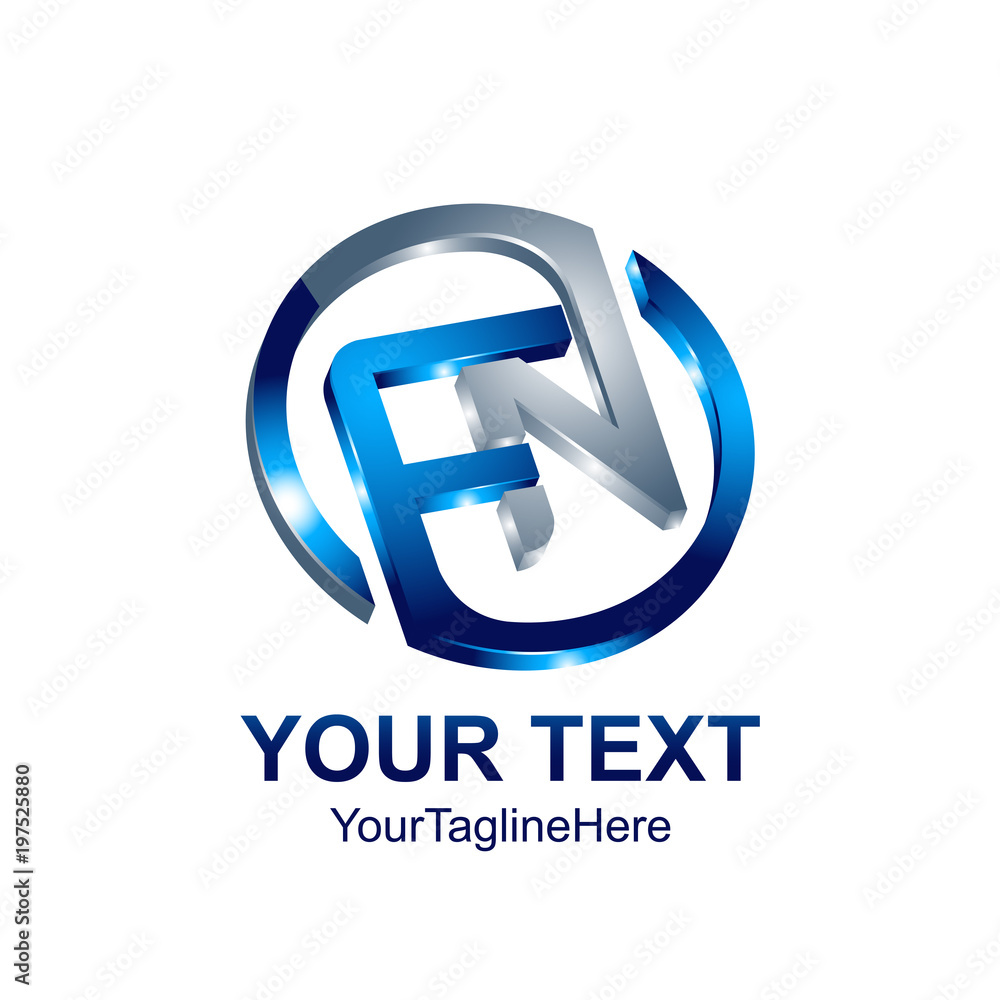 Obraz premium Initial letter FN logo template colored blue circle design for business and company identity