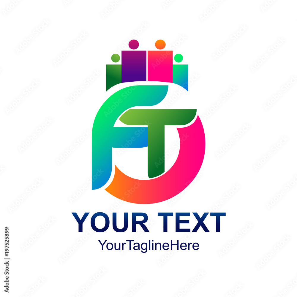 Obraz premium Initial letter FT logo template colorfull design for business and company identity