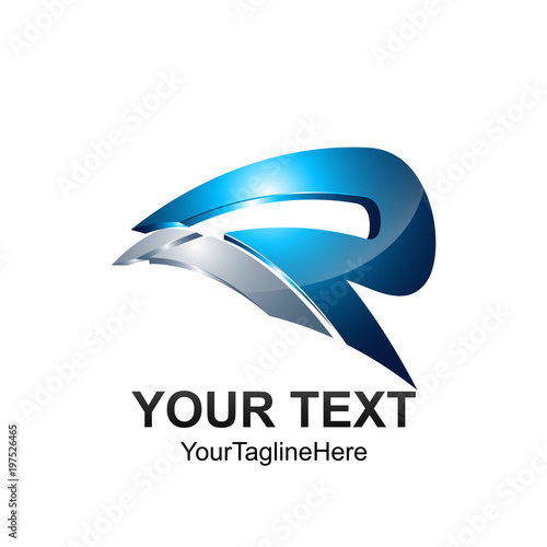 Initial letter IR logo template colored grey blue swoosh design for business and company identity