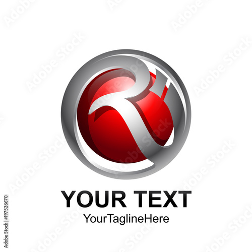Initial letter RI logo template colored grey red circle sphere design for business and company identity