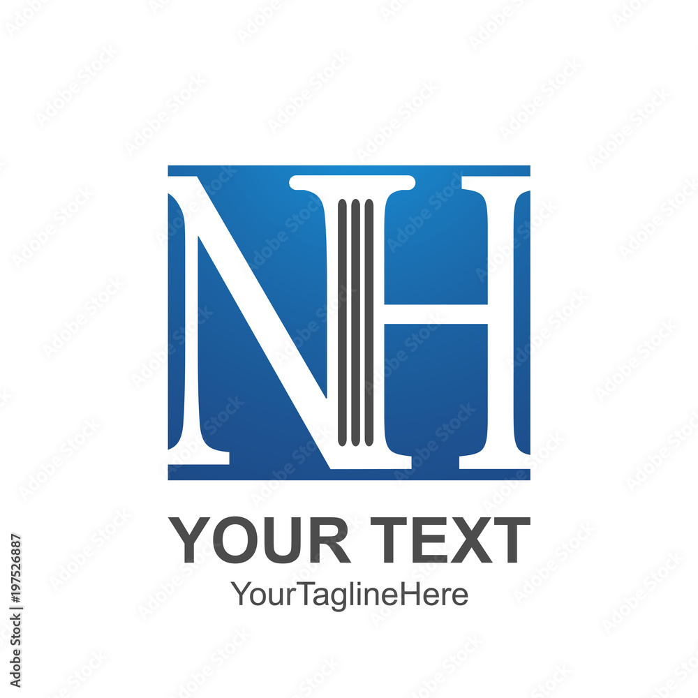 Initial letter NH logo template colored blue square design for business and company identity Initial letter NH logo template colored blue square design for business and company identity