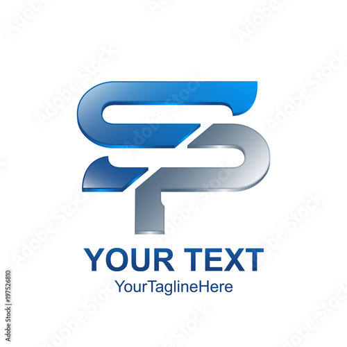 Initial letter SP logo template colored blue grey design for business and company identity