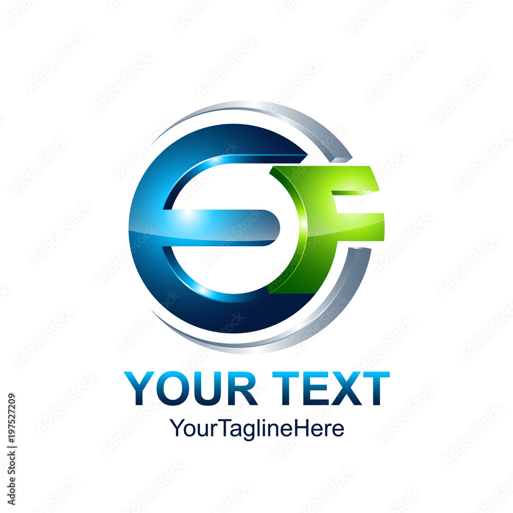 Initial letter EF logo template colored blue green circle swoosh design for business and company identity Initial letter EF logo template colored blue green circle swoosh design for business and company identity