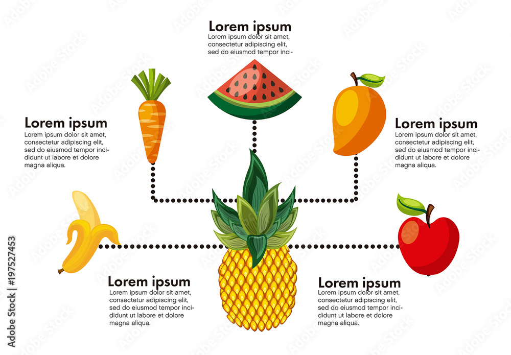 Colorful Fresh Fruit Nutrition Infographic Template Stock Template ...