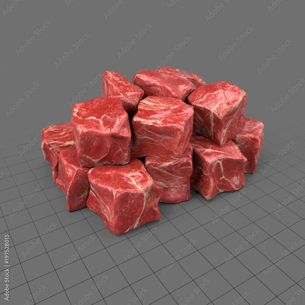 Cubes of raw beef Stock 3D asset Adobe Stock