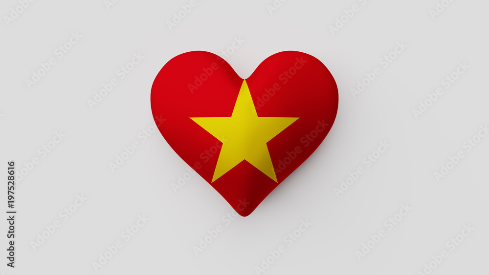 Corazón bandera Vietnam. 3D Corazón bandera Vietnam. 3D