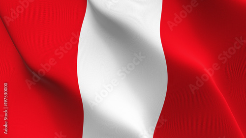 Obraz na plátne Peru flag waving loop. Peruvian flag blowing on wind.