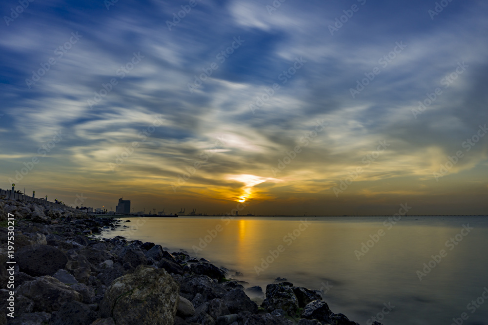 Intense sunset over the bay Intense sunset over the bay