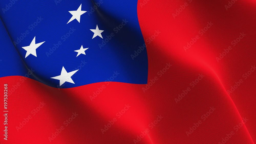 Samoa flag waving loop. Samoan flag blowing on wind. Samoa flag waving loop. Samoan flag blowing on wind.