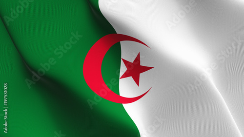 Algeria flag waving loop. Algerian flag blowing on wind.