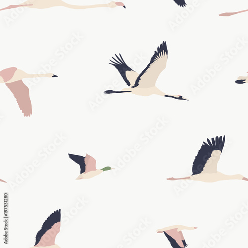 Maison de fleurs. Birds seamless pattern #14