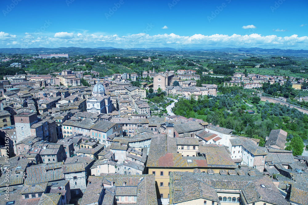 Aerial cityscape of Siena, Tuscany - Italy
