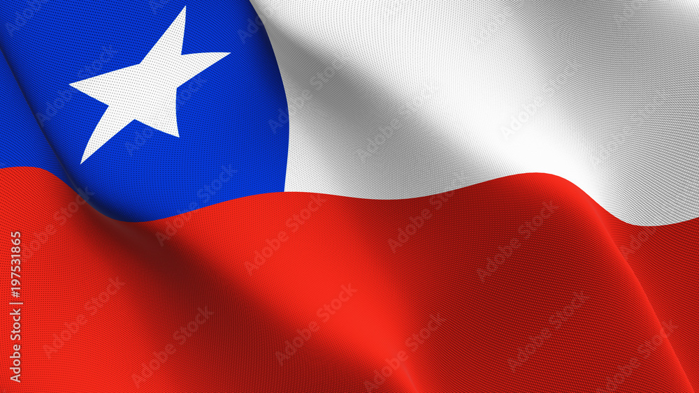 Chile flag waving loop. Chilean flag blowing on wind.