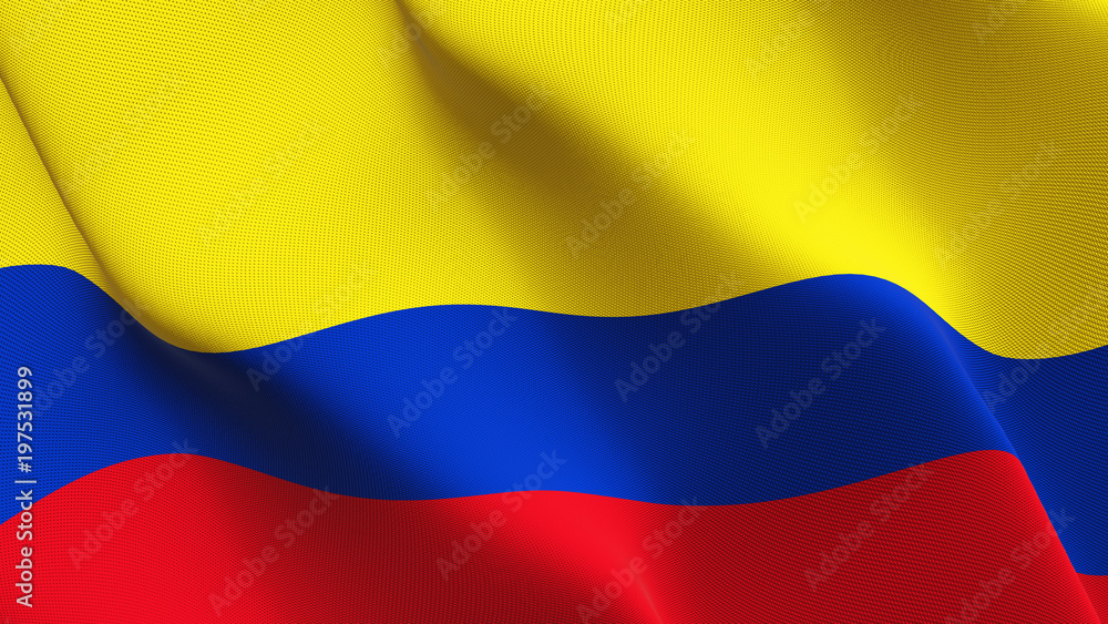 Colombia flag waving loop. Colombian flag blowing on wind. Colombia flag waving loop. Colombian flag blowing on wind.