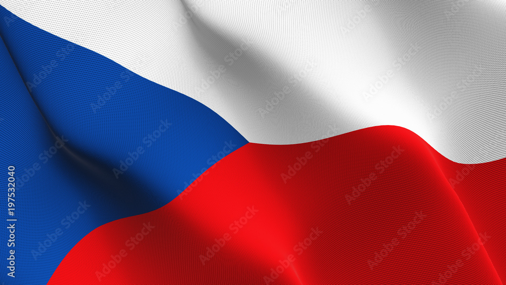 Naklejka premium Powiewająca pętla flaga Republiki Czeskiej. Flaga Republiki Czeskiej wiejący wiatr.