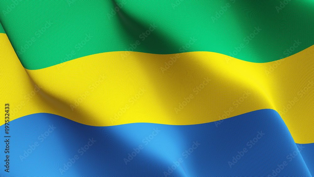 Gabon flag waving loop. Gabonese flag blowing on wind. Gabon flag waving loop. Gabonese flag blowing on wind.